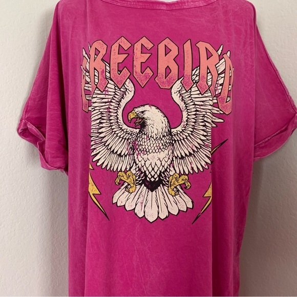 HRT & LUV Mineral Washed Tee Shirt Dress Freebird 2XL Pink Knee Length - Picture 12 of 14